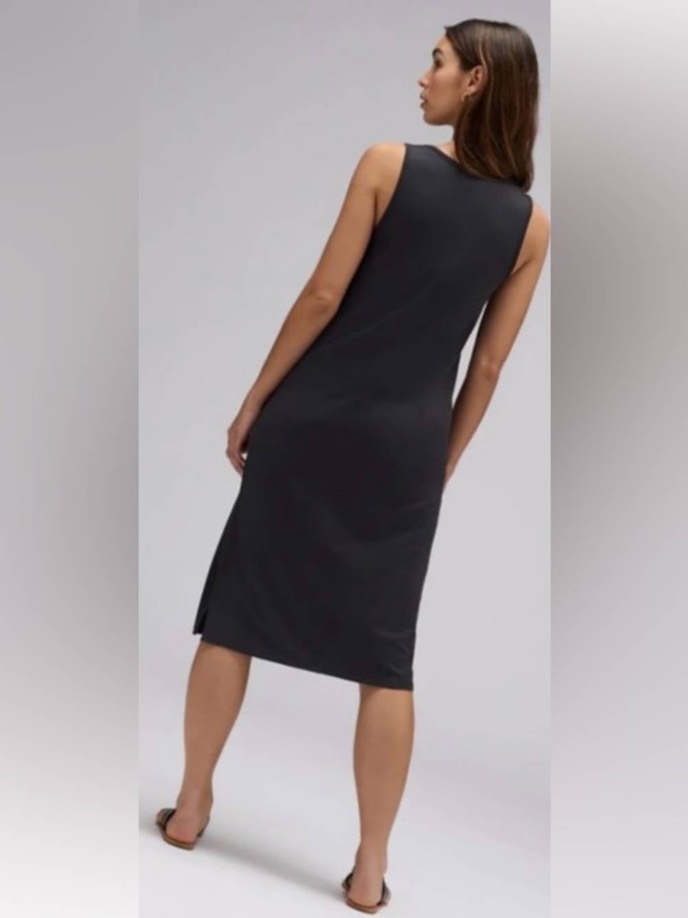 Unbound Merino Travel Midi Dress dark gray minimalist women’s Large - Picture 3 of 9